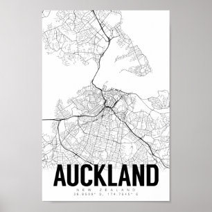Auckland New Zealand Minimalist Karta Art Poster