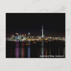Auckland New Zealand Night Skyline Vykort