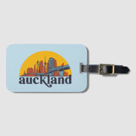 Auckland New Zealand Retro City Skyline Cityscape Bagagebricka