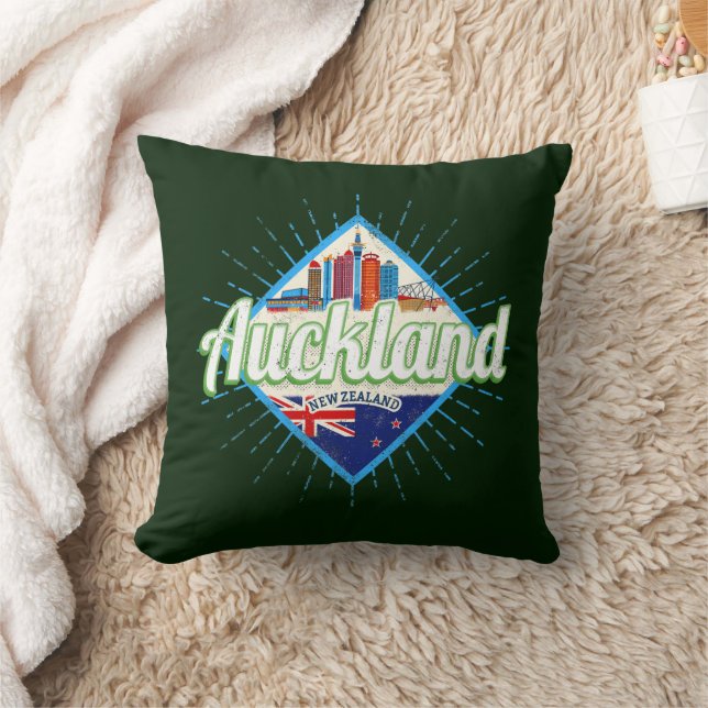 Auckland New Zealand retro vintage Kudde (Filt)