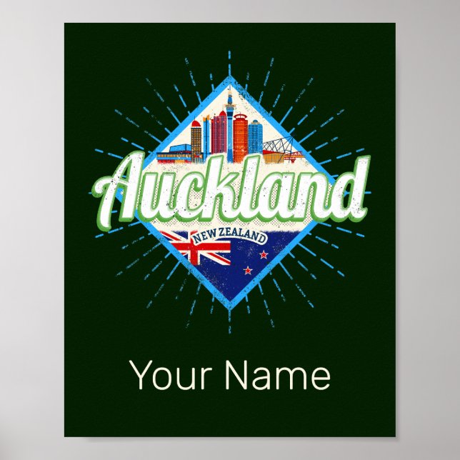 Auckland New Zealand retro vintage Poster (Framsidan)