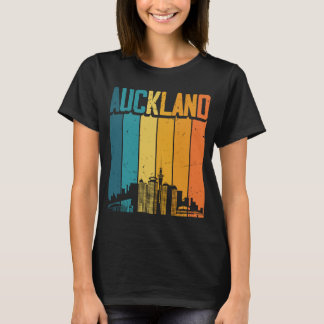 Auckland New Zealand Retro Vintage Sunset Skyline T Shirt