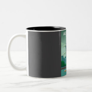 Auckland New Zealand Vintage Minimal Retro Travel Två-Tonad Mugg