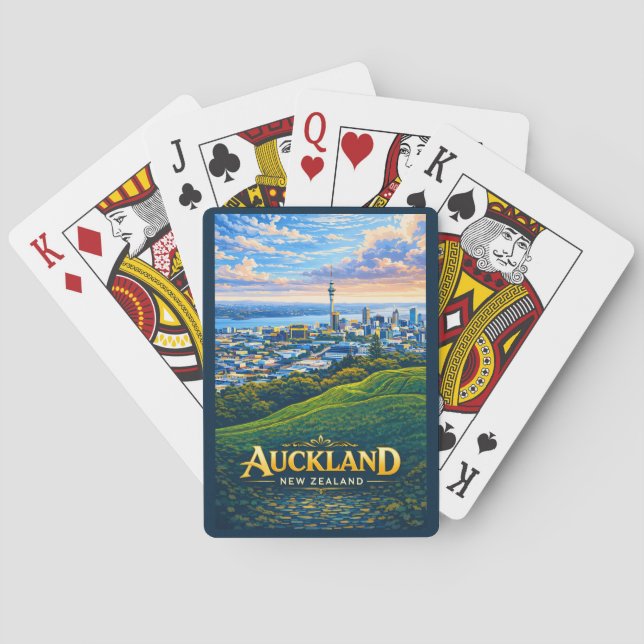 Auckland Nya Zeeland Illustration för Resa Casinokort (Baksidan)