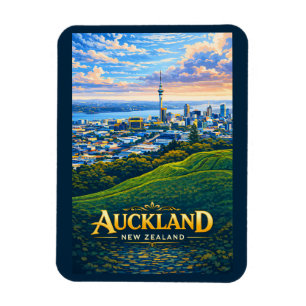 Auckland Nya Zeeland Illustration för Resa Magnet