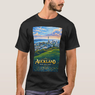 Auckland Nya Zeeland Illustration för Resa T Shirt