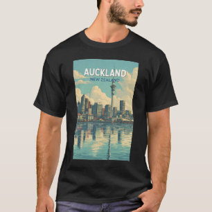 Auckland Nya Zeeland Illustration Resa Konst Retro T Shirt