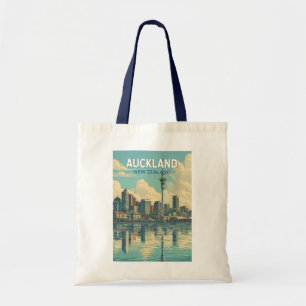 Auckland Nya Zeeland Illustration Resa Konst Retro Tygkasse