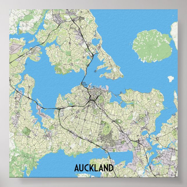 Auckland, Nya Zeeland karta Poster (Framsidan)