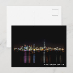 Auckland Nya Zeeland Nattlig Stadssiluett Vykort