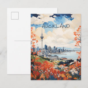 Auckland Nya Zeeland Resa Konst Stad Estetik Vykort