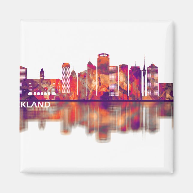 Auckland Nya Zeeland Skyline Magnet (Framsidan)