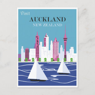 Auckland Nya Zeeland Vintage resor Vykort