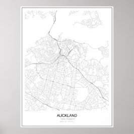 Auckland, Nya Zeelands minimalistiska Karta Poster