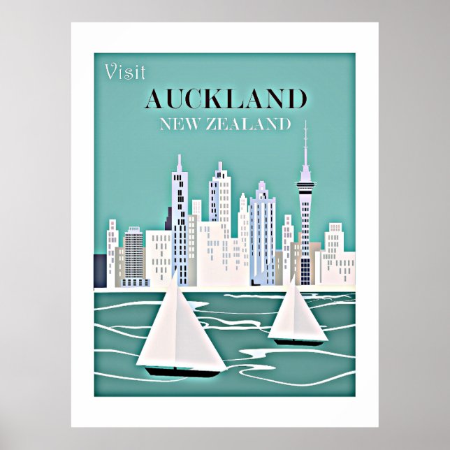 Auckland, Nya Zeelands reseaffisch Poster (Framsidan)