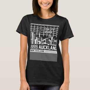 Auckland Nya Zeelands stadskyline karta resa 1 T Shirt