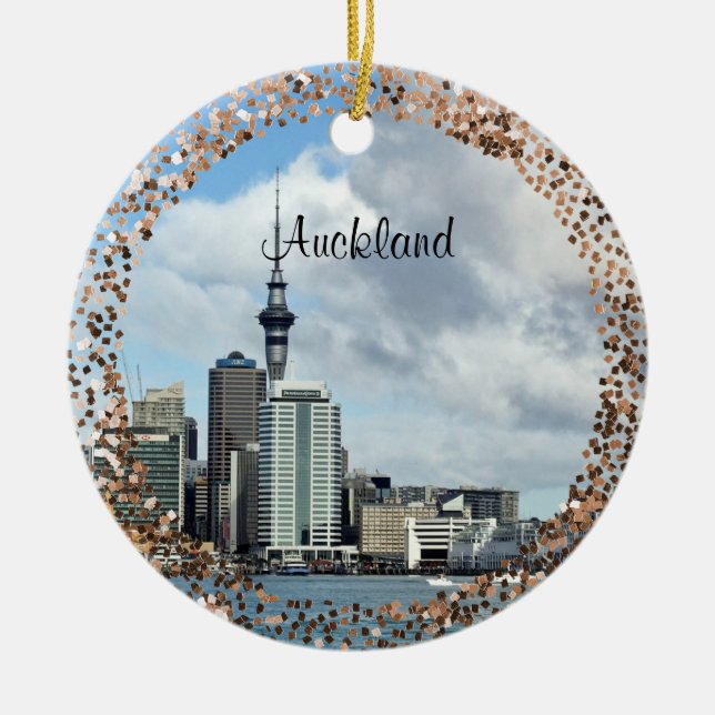 Auckland stadsbild, märkt, julgransprydnad keramik (Framsidan)