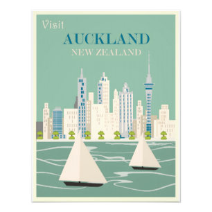Auckland vintage affisch fototryck