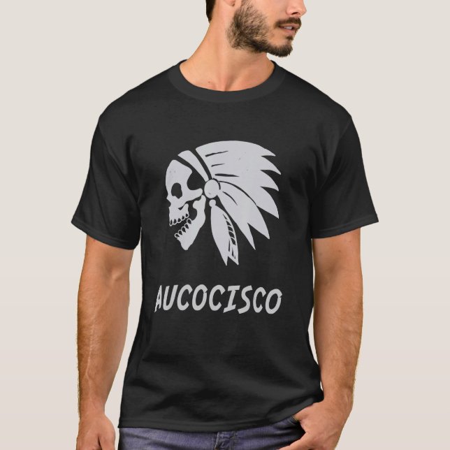 Aucocisco Native American Indian Born Freedom Evil T Shirt (Framsida)