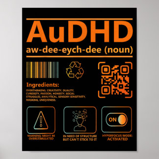 AuDHD-definition Neurodivisitetsmedvetandegrafik Poster
