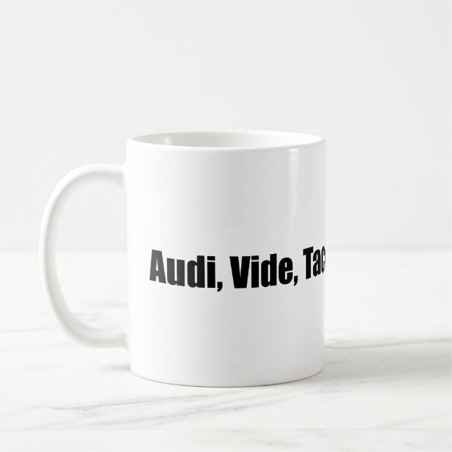 audi, vide, tace kaffemugg (Vänster)