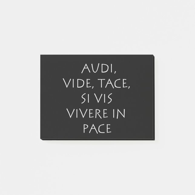 Audi vide tace si vis vivere in rate post-it block (Framsida)