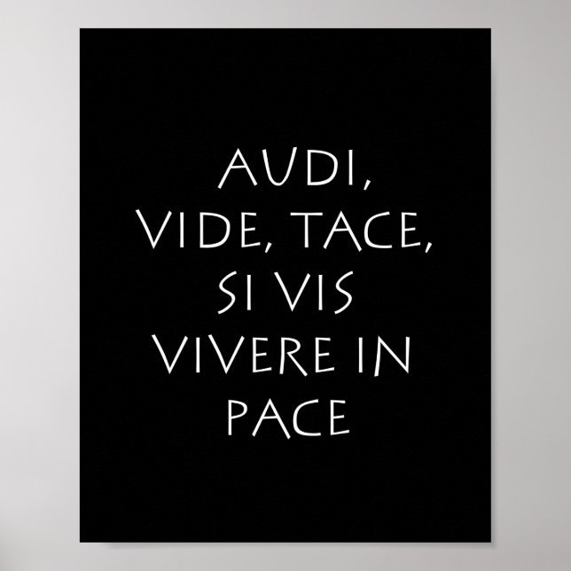 Audi vide tace si vis vivere in rate poster (Framsidan)