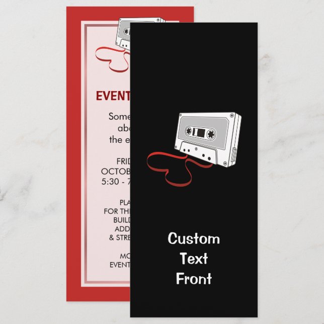 Audio Cassette Inbjudningar (Fram/baksida)