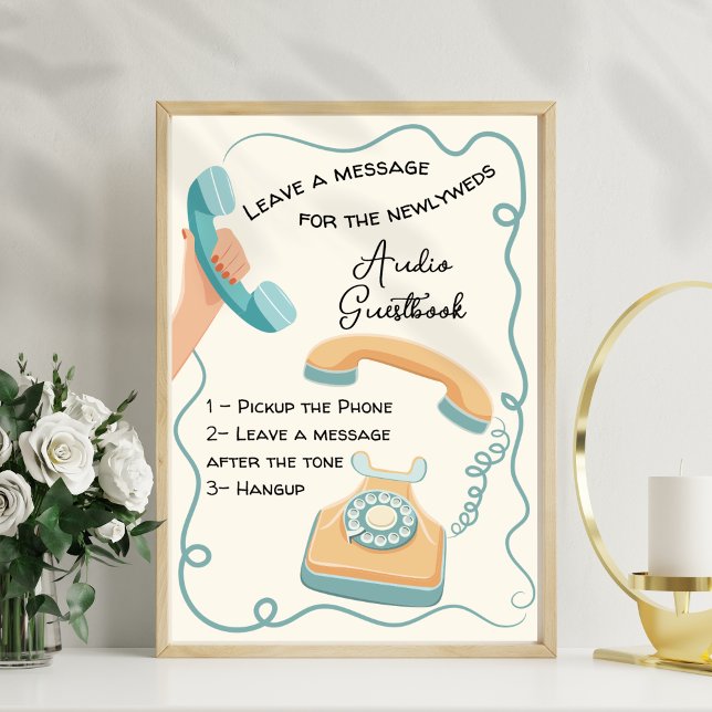 Audio-gästboksmeddelande för bröllop-tecken poster (Skapare uppladdad)