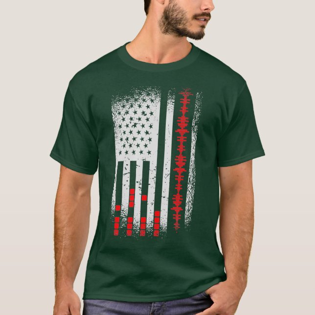 Audio Ingenjör Amerikanska Flagga USA:s utformning T Shirt (Framsida)