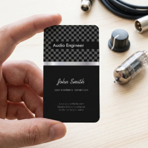Audio Ingenjör - Elegant Svarta Silver-fyrkanter Visitkort