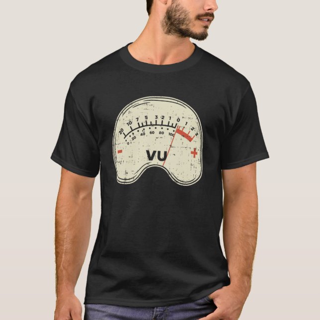 Audio Ingenjör Vu Meter för Audio Technician Ljud T Shirt (Framsida)