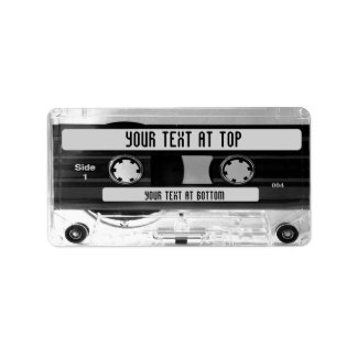 Audio Music Cassette Tape Bibliotek-etiketter, Gif Adressetikett