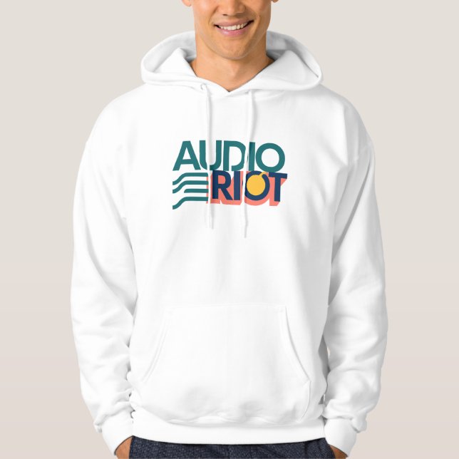 Audio Riot White Band Logo Hoodie (Framsida)