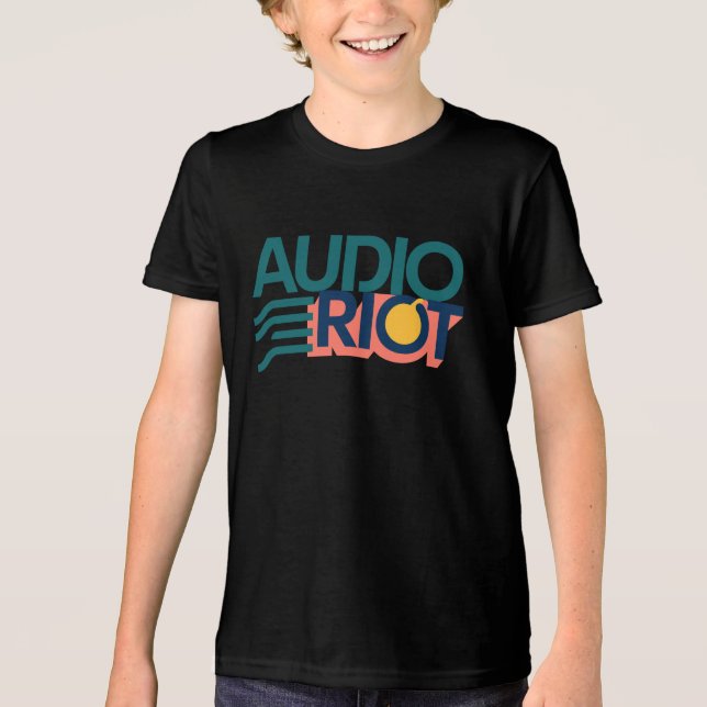 Audio Riot Youth Kids Black T-Shirt (Framsida)