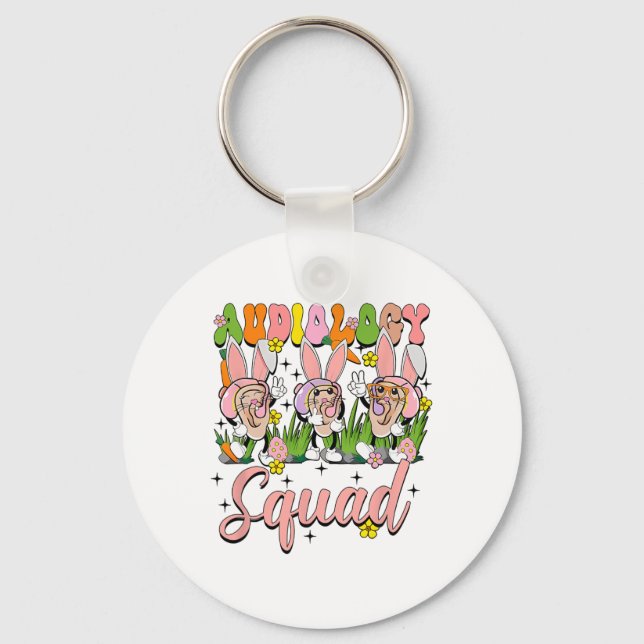 Audiology Squad Funny Påskhare Nyckelring (Framsida)