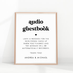 Audion Guestbook Bröllop i Retro-skripttypografi Poster