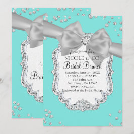 Audrey Blå Stor Vit Slinga Diamanter Bröllopsdusch Inbjudningar