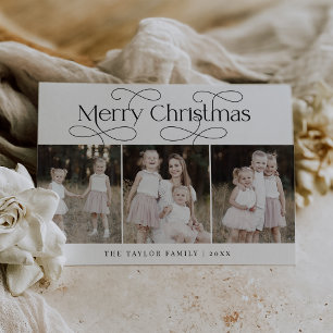 AUDREY Black Modern Family Photo Vintage jul Julkort