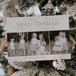 AUDREY Guld Modern Family Photo Vintage jul Julkort