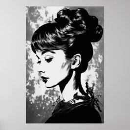 Audrey Hepburn Inspired Glamor Porträtt Poster