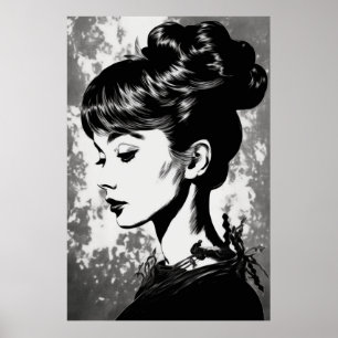 Audrey Hepburn Inspired Glamor Porträtt Poster
