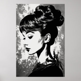 Audrey Hepburn Inspired Glamor Porträtt Poster