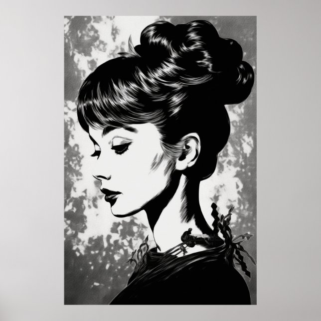 Audrey Hepburn Inspired Glamor Porträtt Poster (Framsidan)