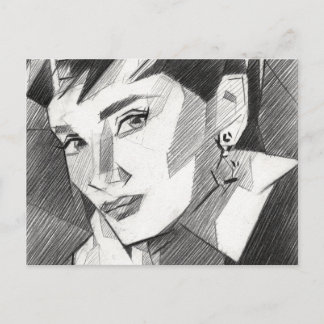 Audrey Hepburn Inspired Portrait Postcard Vykort