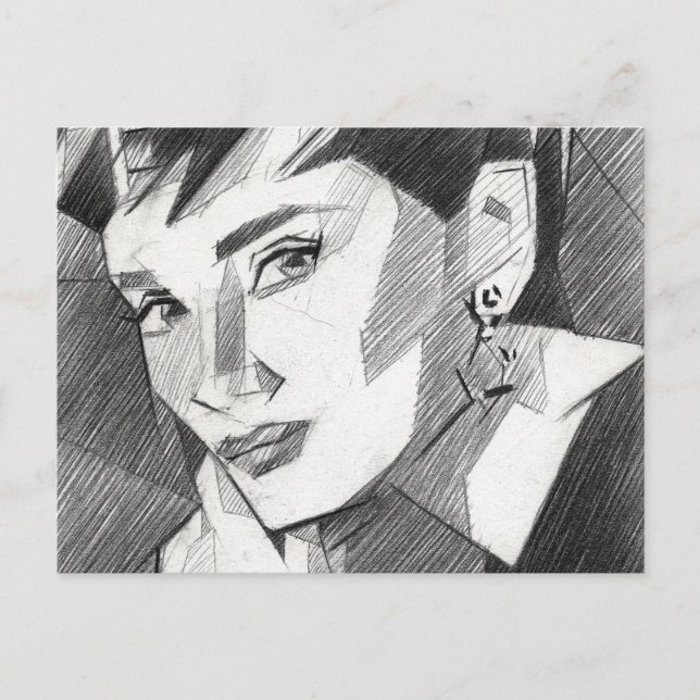 Audrey Hepburn Inspired Portrait Postcard Vykort (Framsida)