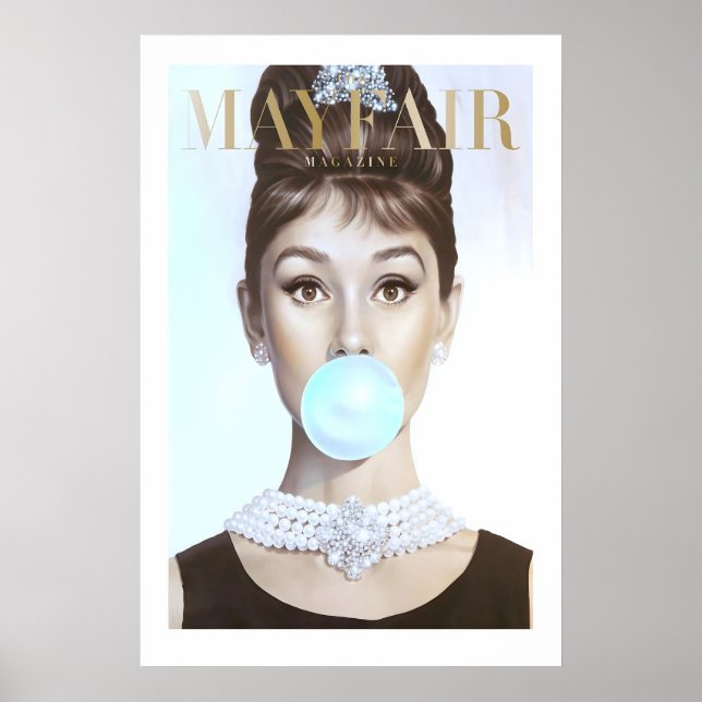 Audrey Hepburn Mayfair Omslagsutskrift Glamour Kon Poster (Framsidan)