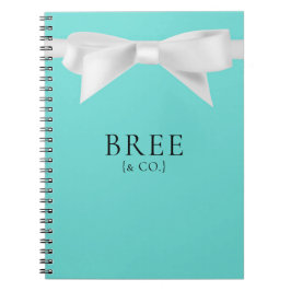 Audrey Teal Vit Bow Modern Glam Bröllop Bröllopskl Anteckningsbok