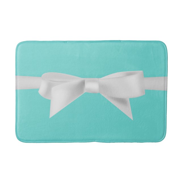 Audrey Teal White Bow Modern Glam Badrumsmatta (Framsidan)