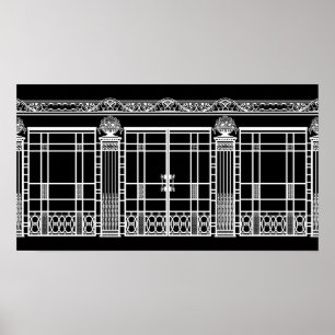 AUDREYS ART DECO IRONWORK: WHITE on BLACK Poster